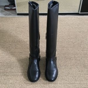New Zara Tall Leather Riding Boots 10 Black